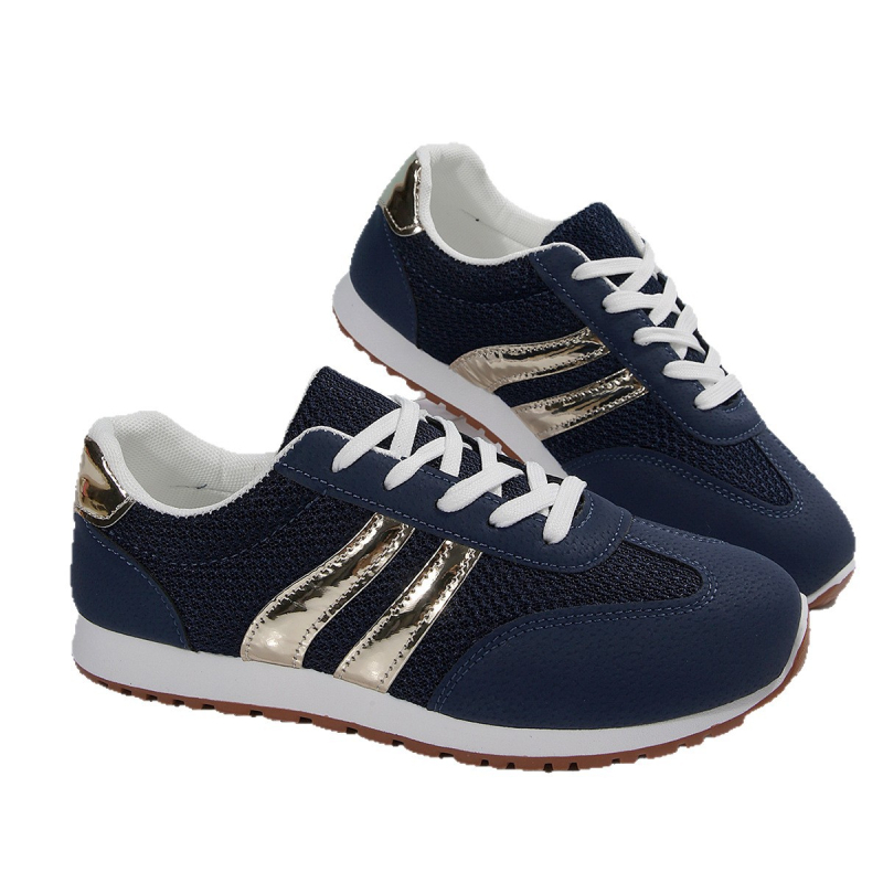 Női mindennapi hálószövetes cipő – légáteresztő bélés, fűző, alacsony profil, injektált gumitalp