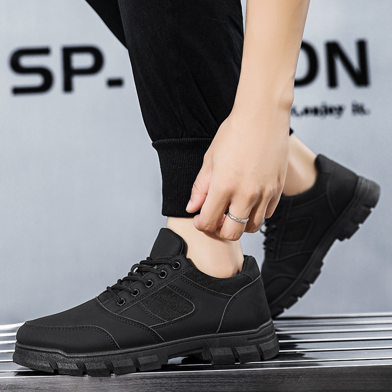 Pantofi sport casual pentru bărbați, suprafață din PU artificial respirabil, talpă din cauciuc, închidere cu șireturi, gleznă joasă, vârf rotund, talpă interioară EVA, stil coreean, potriviți pentru toate sezoanele