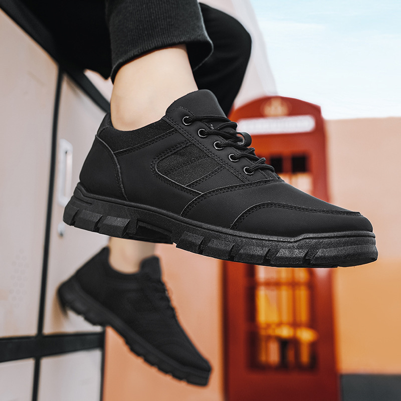 Pantofi sport casual pentru bărbați, suprafață din PU artificial respirabil, talpă din cauciuc, închidere cu șireturi, gleznă joasă, vârf rotund, talpă interioară EVA, stil coreean, potriviți pentru toate sezoanele