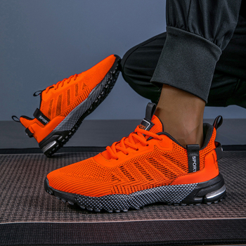 Pantofi sport casual pentru bărbați — căptușeală respirabilă din plasă, suprafață TPU + piele artificială + țesătură, șireturi, talpă MD