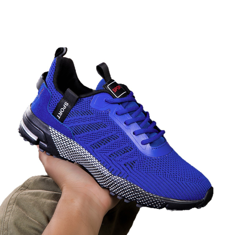 Pantofi sport casual pentru bărbați — căptușeală respirabilă din plasă, suprafață TPU + piele artificială + țesătură, șireturi, talpă MD