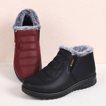 Ženske zimske pamučne cipele s flis unutrašnjom, slip-on, PU gornji dio, PU đon, niski potplat 1-3 cm