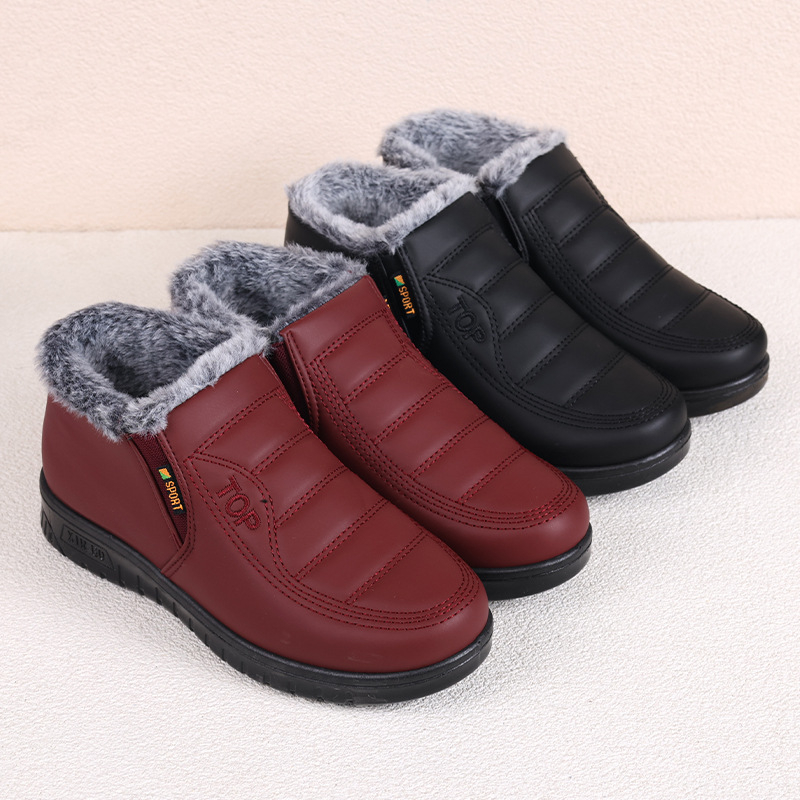 Ženske zimske pamučne cipele s flis unutrašnjom, slip-on, PU gornji dio, PU đon, niski potplat 1-3 cm