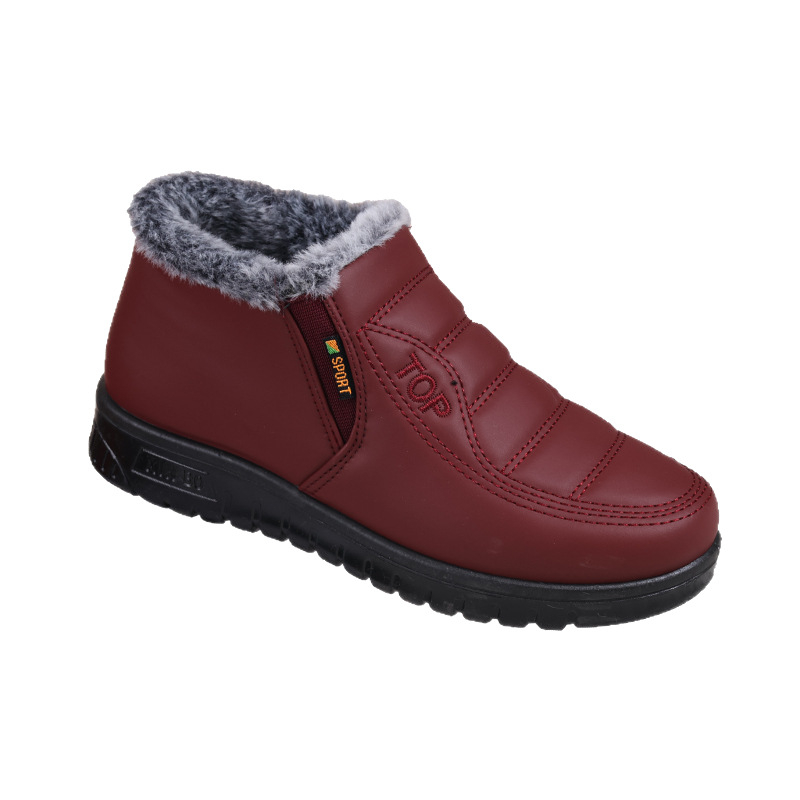 Ženske zimske pamučne cipele s flis unutrašnjom, slip-on, PU gornji dio, PU đon, niski potplat 1-3 cm