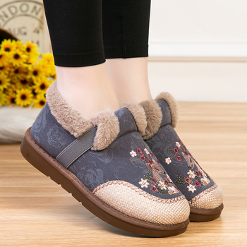 Női pamut cipő fleece béléssel, téli viselet, alacsony szárú, PU talp