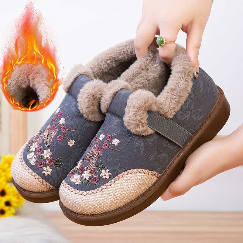 Női pamut cipő fleece béléssel, téli viselet, alacsony szárú, PU talp