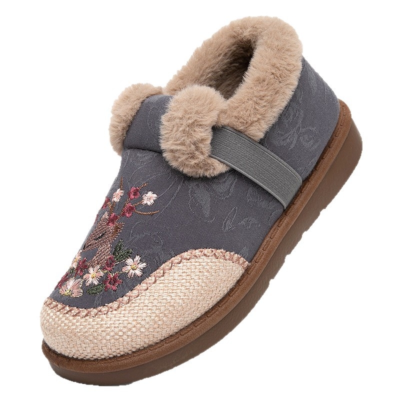 Női pamut cipő fleece béléssel, téli viselet, alacsony szárú, PU talp