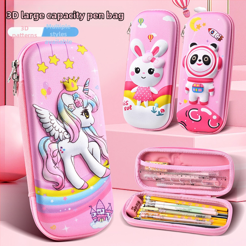 Несесер за моливи за ученици от началното училище - EVA материал, 3D анимационен дизайн, модел с единорог, подплата от найлон, дишащ и ултра лек