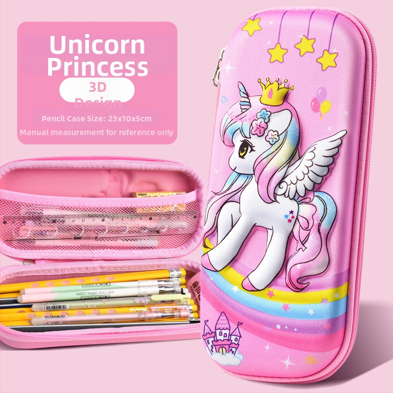 Несесер за моливи за ученици от началното училище - EVA материал, 3D анимационен дизайн, модел с единорог, подплата от найлон, дишащ и ултра лек