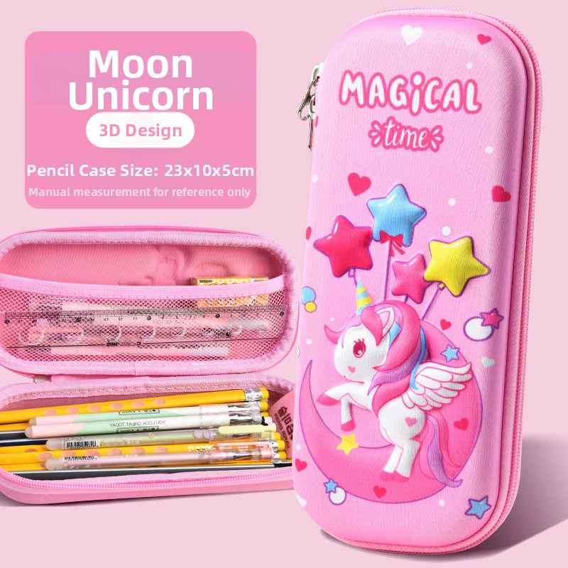 Несесер за моливи за ученици от началното училище - EVA материал, 3D анимационен дизайн, модел с единорог, подплата от найлон, дишащ и ултра лек