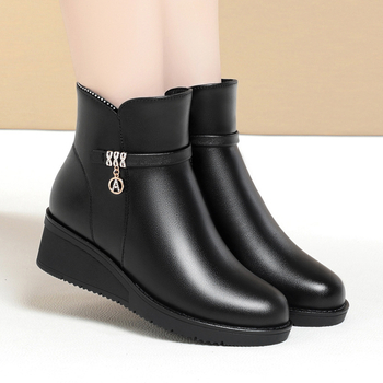 Ženske casual zimske gležnjače s debelim petom, gornji dio od mikrovlakana, gumeni potplat, bočni zatvarač, okrugli vrh (visina peta 3-5 cm)