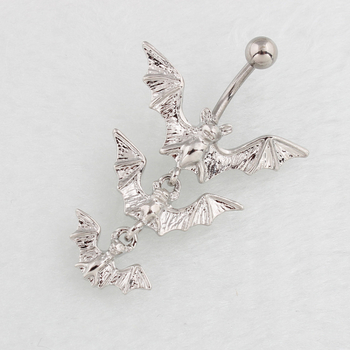 Пъпна халка с мотив прилепа в три секции, цинкова сплав, DIRUO