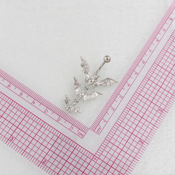 Пъпна халка с мотив прилепа в три секции, цинкова сплав, DIRUO