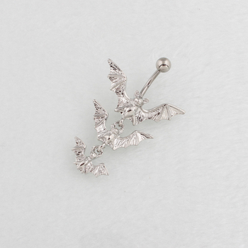 Пъпна халка с мотив прилепа в три секции, цинкова сплав, DIRUO