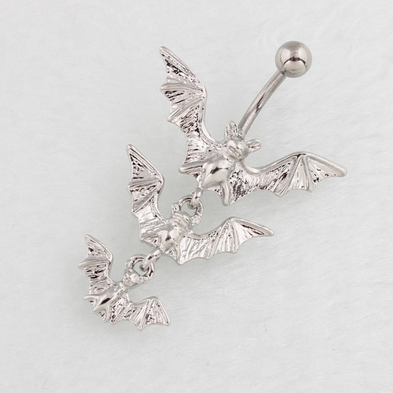 Пъпна халка с мотив прилепа в три секции, цинкова сплав, DIRUO