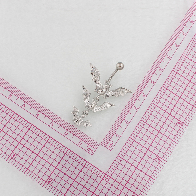 Пъпна халка с мотив прилепа в три секции, цинкова сплав, DIRUO