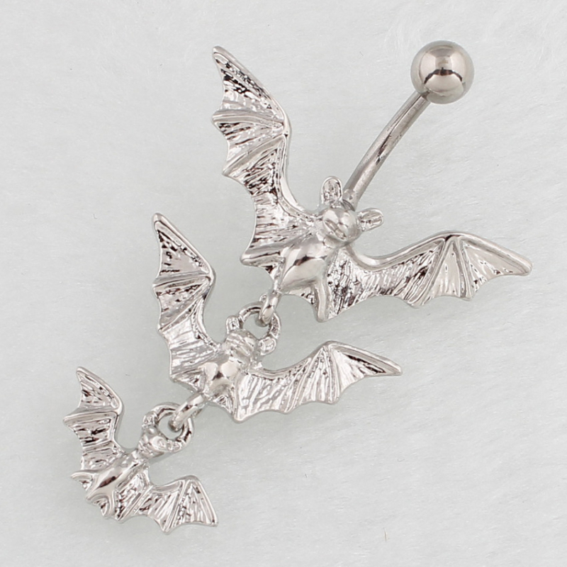 Пъпна халка с мотив прилепа в три секции, цинкова сплав, DIRUO