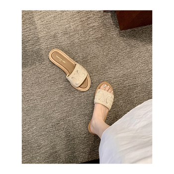 Denim sandales ar izšuvumu detaļām, kažokādas oderējums, gumijas zole, plakana zole, vieglas un ērtas