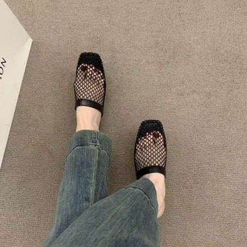 Francuskog stila tkanje mreže ravne mule s zatvorenim prstom, gornji dio od mikrovlakana, gumena potplat, debljina potplata 11 cm i više