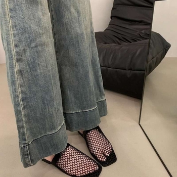 Francuskog stila tkanje mreže ravne mule s zatvorenim prstom, gornji dio od mikrovlakana, gumena potplat, debljina potplata 11 cm i više