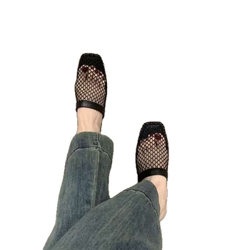 Francuskog stila tkanje mreže ravne mule s zatvorenim prstom, gornji dio od mikrovlakana, gumena potplat, debljina potplata 11 cm i više