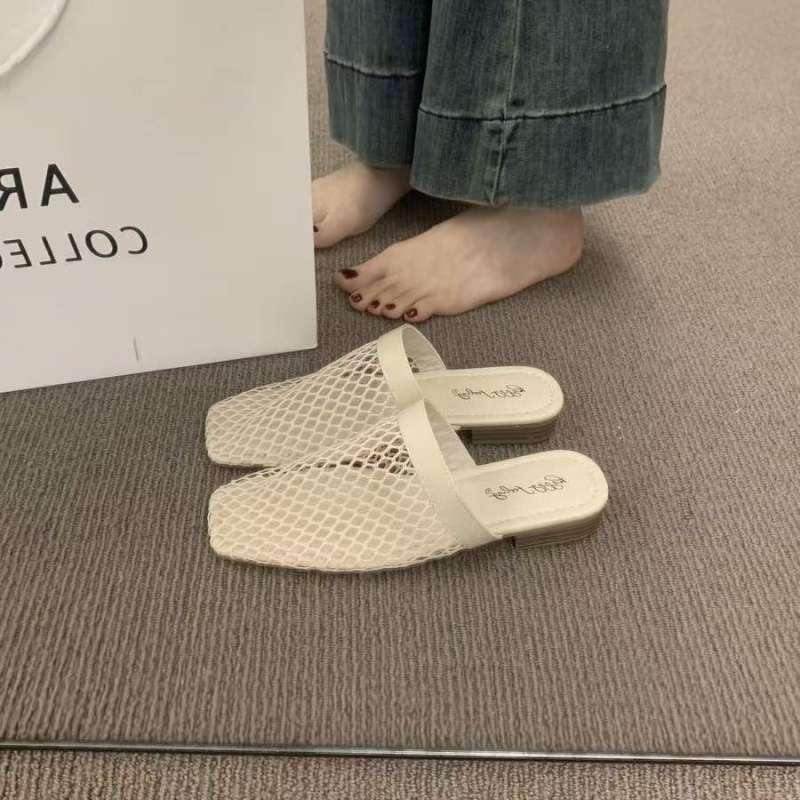 Francuskog stila tkanje mreže ravne mule s zatvorenim prstom, gornji dio od mikrovlakana, gumena potplat, debljina potplata 11 cm i više