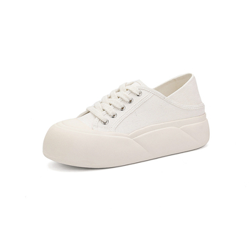 Ženske platnene tenisice casual s okruglim nosom, platneni gornji dio, gumena potplata, skriveni 6-8 cm potpetice