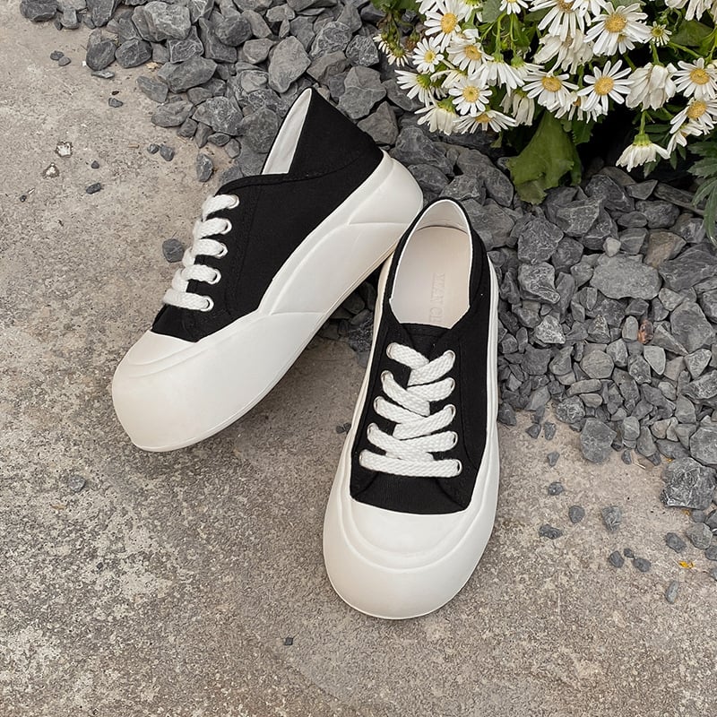 Ženske platnene tenisice casual s okruglim nosom, platneni gornji dio, gumena potplata, skriveni 6-8 cm potpetice