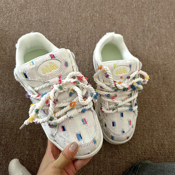 Дамски дишащи канвасови кецове с PU горен материал, гумена подметка, нисък профил, инжекционно формована подметка и EVA стелка