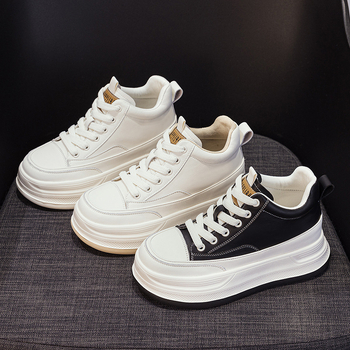 BRYX pantofi sport casual pentru femei, partea superioară din Split leather, căptușeală din piele, 6–8 cm platformă cu înălțare internă, șireturi