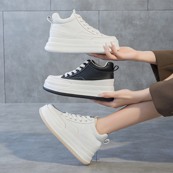 BRYX pantofi sport casual pentru femei, partea superioară din Split leather, căptușeală din piele, 6–8 cm platformă cu înălțare internă, șireturi