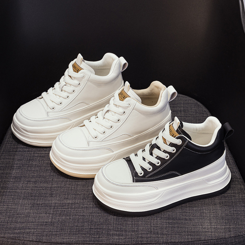 BRYX pantofi sport casual pentru femei, partea superioară din Split leather, căptușeală din piele, 6–8 cm platformă cu înălțare internă, șireturi