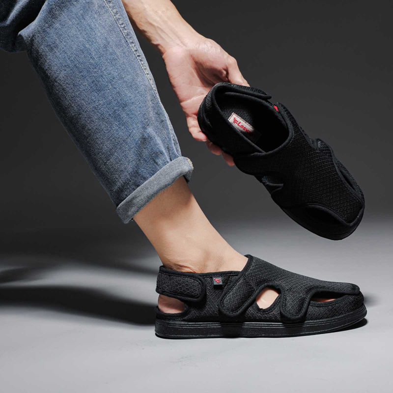 Lesvago Ženske sandale s Velcro, prozračne, gornji dio od mreže, gumena potplata, nizak profil