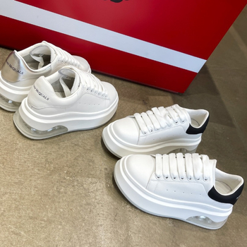 Pantofi sport femei din piele sintetică cu pernă de aer, vârf rotund, gleznă joasă, talpă PU