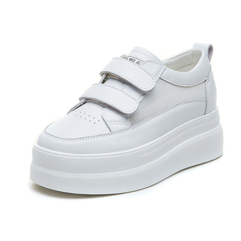 Adidași sport pentru femei din piele naturală cu Velcro, încălțăminte casual slip-on, creștere internă a înălțimii (3–5 cm), talpă TPR