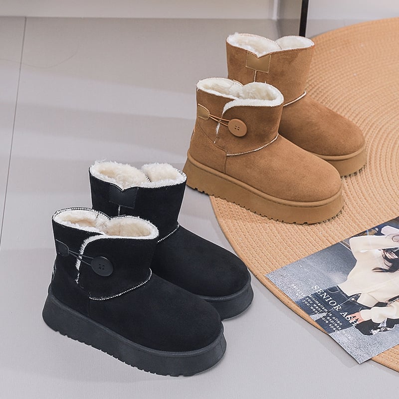 Γυναικείες χειμερινές χιονομπότες με συνθετικό δέρμα επάνω, επένδυση από φλίς, σόλα καουουτς, χαμηλός αστράγαλος