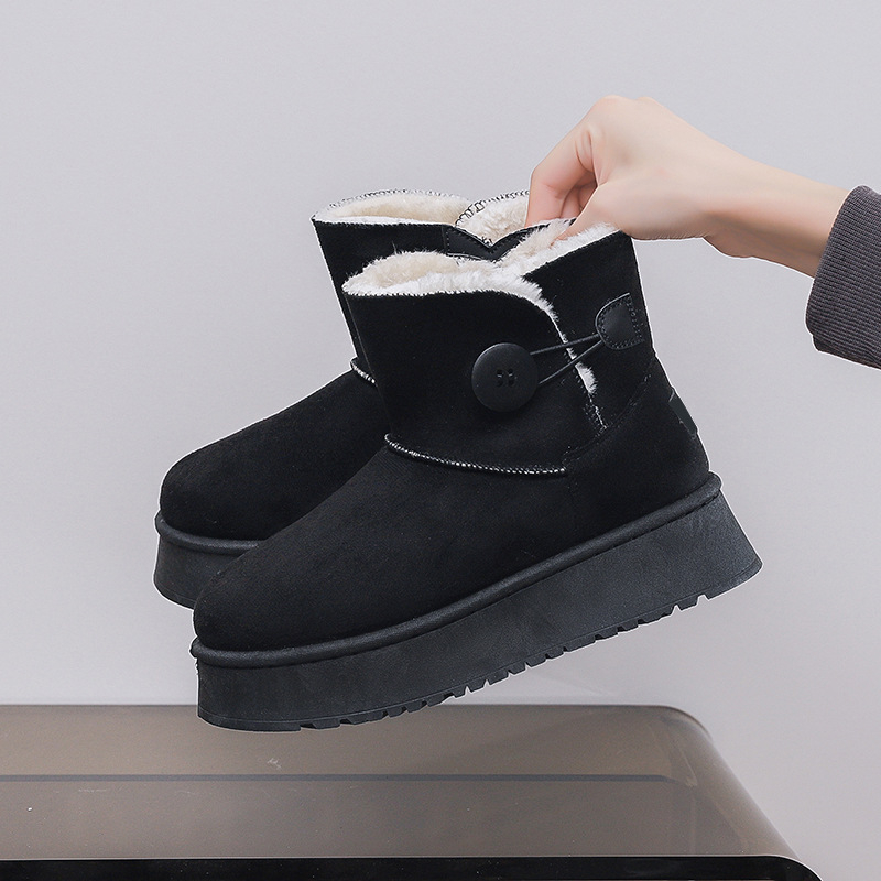 Γυναικείες χειμερινές χιονομπότες με συνθετικό δέρμα επάνω, επένδυση από φλίς, σόλα καουουτς, χαμηλός αστράγαλος