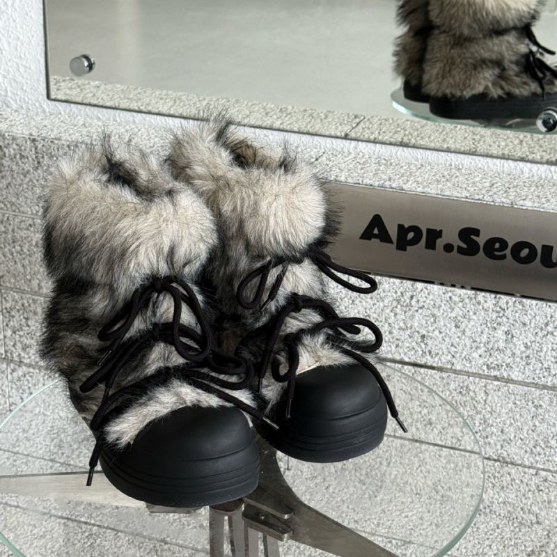 Sieviešu sniega zābaki ar fleece oderi, bieza zole, vidēja garuma augšdaļa, pretslīdēšanas zole