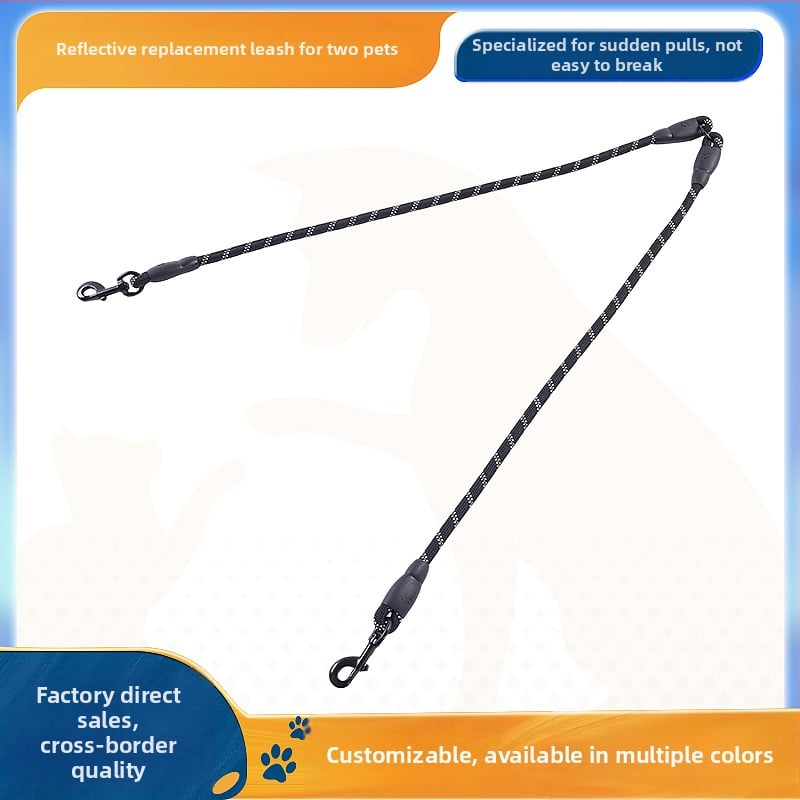 Kétkutyás póráz leválasztható húzó kötéllel, nylonból, kis testű kutyáknak