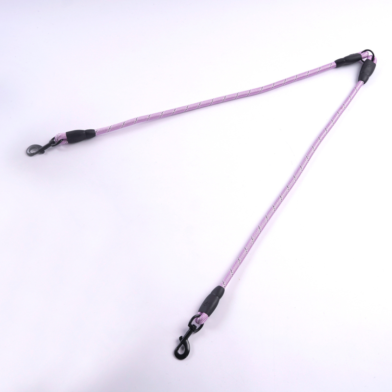 Kétkutyás póráz leválasztható húzó kötéllel, nylonból, kis testű kutyáknak