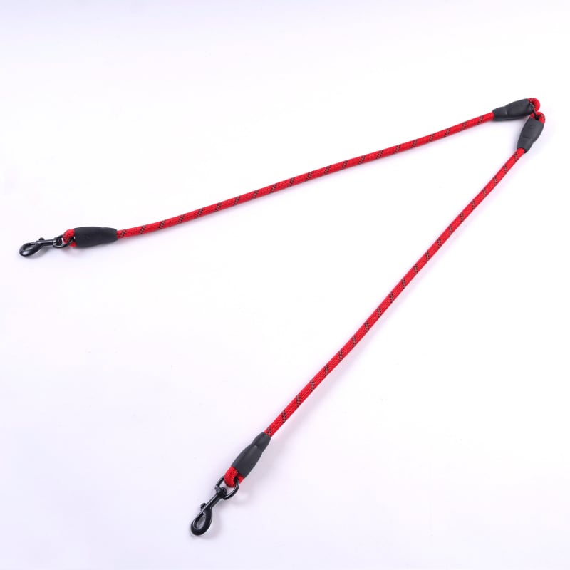 Kétkutyás póráz leválasztható húzó kötéllel, nylonból, kis testű kutyáknak