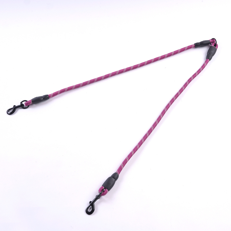 Kétkutyás póráz leválasztható húzó kötéllel, nylonból, kis testű kutyáknak