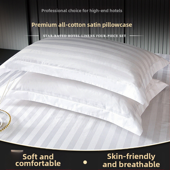 Satino viešbučio patalynė, keturių dalių komplektas su antklodės užvalkalu, paklodėmis ir pagalvių užvalkalais, šiuolaikiško minimalistinio stiliaus, reaktyvus spausdinimas ir dažymas