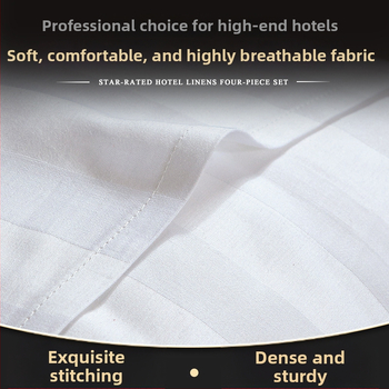 Satino viešbučio patalynė, keturių dalių komplektas su antklodės užvalkalu, paklodėmis ir pagalvių užvalkalais, šiuolaikiško minimalistinio stiliaus, reaktyvus spausdinimas ir dažymas