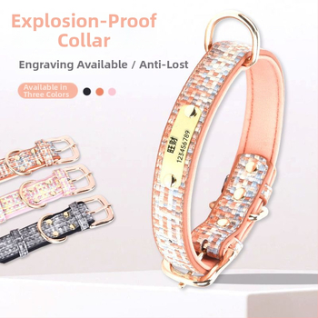 Šunų antkaklis - tvirtas, graviruotas, prieš praradimą, prekės ženklas Unique