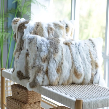 Rex lapės kailio pagalvė su dryžiuotu raštu, siūtinių sujungimo audinys, šiuolaikinis minimalistinis stilius, užpildas PP medvilnė