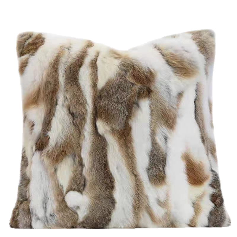 Rex lapės kailio pagalvė su dryžiuotu raštu, siūtinių sujungimo audinys, šiuolaikinis minimalistinis stilius, užpildas PP medvilnė