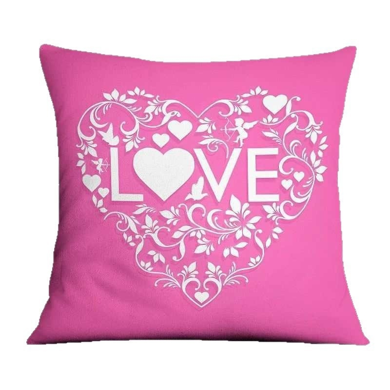 Trumpas pūkuotas pagalvės užvalkalas, širdies formos raštas, skaitmeninis spausdinimas, Valentino dienos stilius