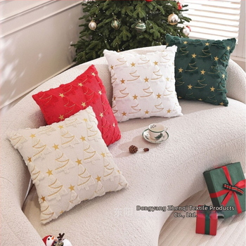 Kalėdų eglutės pagalvės užvalkalas, pūkuotas audinys, šventinis raštas