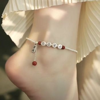 Delicious brățară de gleznă din cupru, stil etnic, design geometric, pentru femei, fără încrustații